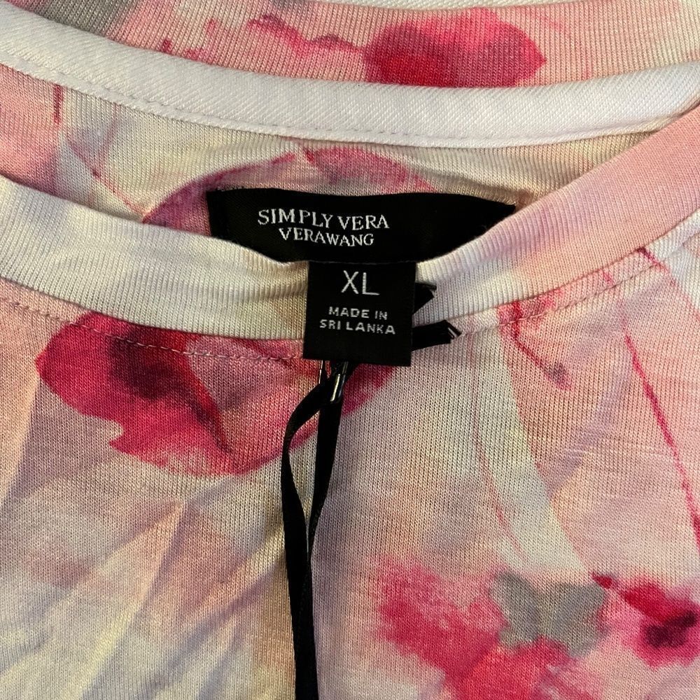NEW Simply Vera WangβXL Top Pink White Floralβ(Sleepwear) - Picture 10 of 11